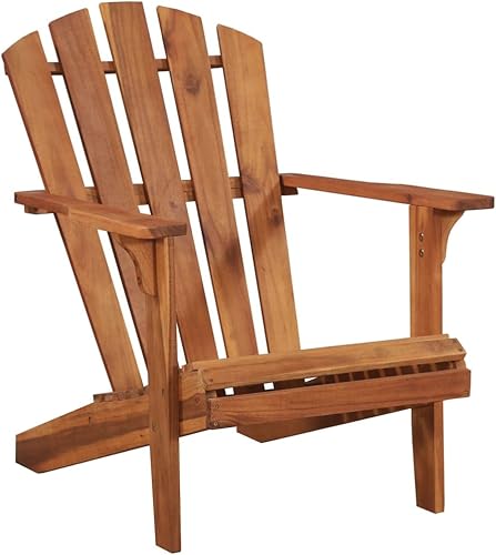 vidaXL Silla Adirondack de madera de acacia maciza para patio, sillón de jardín al aire libre resistente a la intemperie con acabado de aceite