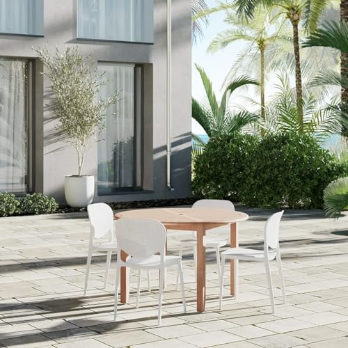 Image of Dream Furnishing - Set of 4 Stackable Dinning Chairs for Home Cafe Office Hotel for Indoor and Outdoor Patio (White)