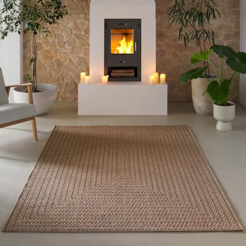 Taracarpet Indoor Outdoor Teppich wetterfest, robust, pflegeleicht im natürlichen Jute-Look, ideal für Wohnzimmer, Küche, Terrasse, Garten und...