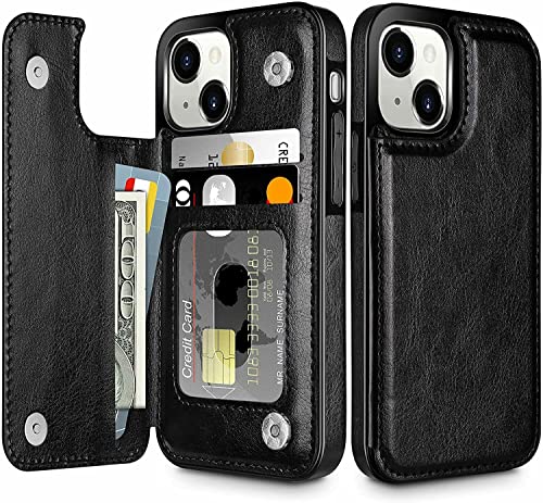 Étui portefeuille iPhone 13 Pro Max cuir fin anti rayure avec fentes cartes compactes