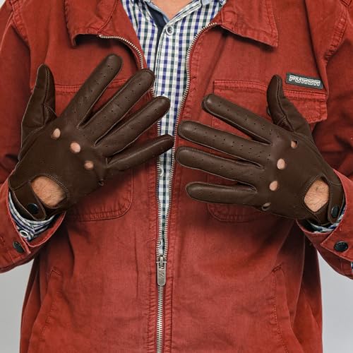 Image of M&H Since 1978 Driving Gloves for Men - Mens Leather Car Gloves