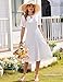 Zeagoo Kleid Damen Sommerkleid Kurzarm Elegante Rundhals Kleider Swing A-Linie Midi Freizeit Strandkleid mit Tasche Weiß XL