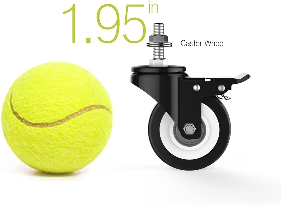 Homhoo 2" Stem Caster Wheels with Safety Dual Locking, Heavy Duty Threaded Stem Casters, No Noise Swivel Castors with Brakes, 150 Lbs Load Capacity Per Caster(Set of 4) : Industrial & Scientific