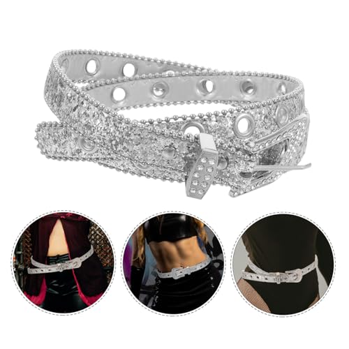 FRCOLOR Stylish Adjustable Waist Belt with Rhinestone and Sequin Decor Fashionable Trouser Belt for Parties Weddings and Special Occasions4