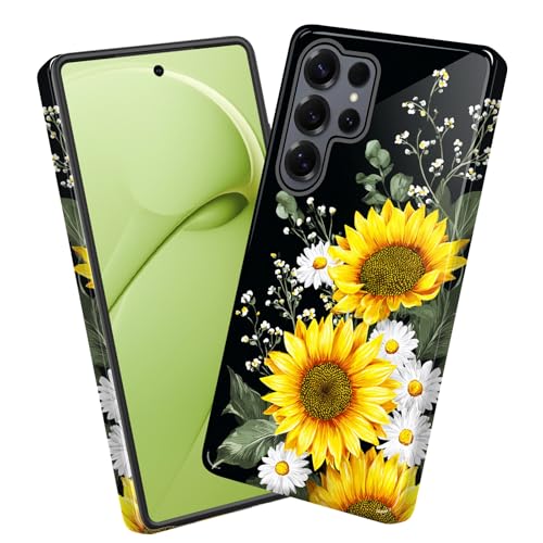 wiaekosef for Galaxy S26 Ultra Case,Heavy Duty Dual Layer Hard PC & Soft Silicone Rugged Bumper Shockproof Protective Case for Samsung Galaxy S26 Ultra 6.9 inch 2026,Sunflower Daisy Bouquet