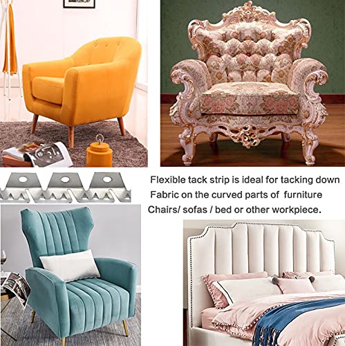 Flexibler Metall-Klemmstreifen, 3 Zähne, Polsterung, hochwertig, robust, Kurvengriff, für Möbel, Stühle, Sofa, Bett (19,8 m)