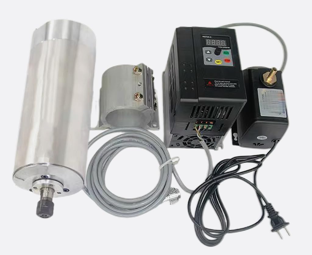 MXBAOHENG CNC Spindle Motor Kits, Spindle Motor with 4 Bearings, 110V, 2M Aviation Wires, Water Cooled, CNC Spindle for CNC Router Engraver Milling Machine (1.5KW(ER16))