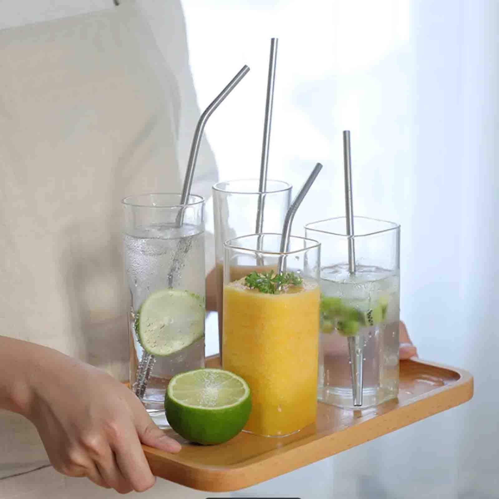Cuchara de Filtro de Paja de Acero Inoxidable Extraíble, Paquete de 6 Pajitas de Té con 1 Cepillos de Limpieza, Cuchara de Paja de Metal Reutilizable, para Beber Té Suelto, Café Helado