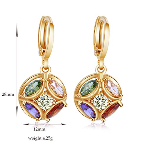 YAZILIND Gold Plated Earring Geometric Round Flower-shape Cubic Zirconia Pendant Dangle Drop Earrings Jewelry for Women4