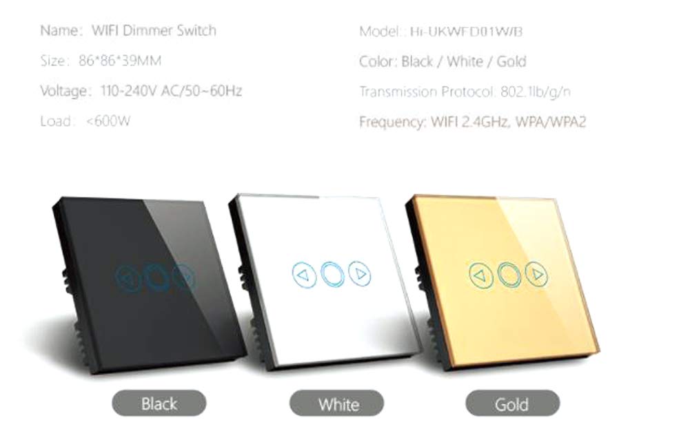 UK WIFI LED Dimmer Switch 1 Gang Smart Touch Dimmer Switch WIFI Control Crystal Glass Panel (White) - Image 4