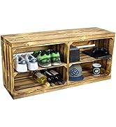 Kistenkolli Altes Land Schuhregal mit Sitzbank aus Obstkisten und massiven Holzplanken Schuhablag...