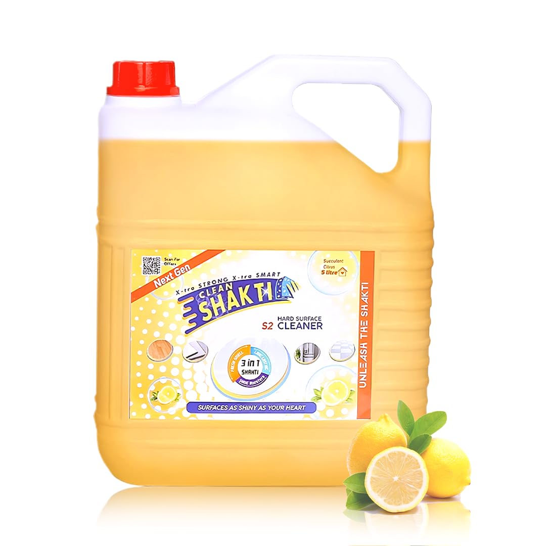 Clean ShaktiLiquid Surface & Floor Cleaner - 5 Ltr Lime Blast | Useful for Marble Floors, Wooden Floors & Other Home Surfaces