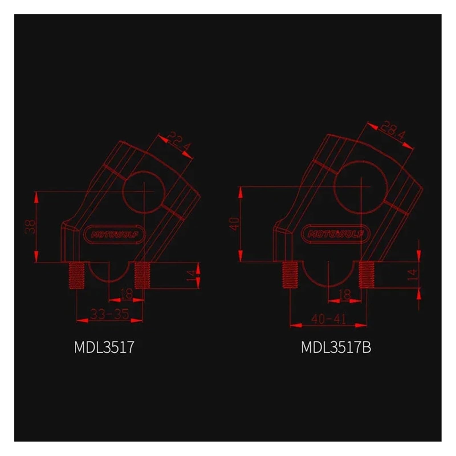 Motorrad Lenkererhöhung Motowolf 22mm 28mm Motorrad Lenker Riser Motocross Lenker Erhöhung Clamp Mount Pit Bike Motorrad Zubehör