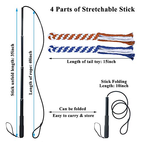 Asocea Dog Extendable Teaser Wand Pet Flirt Stick Pole Puppy Chasing Tail Interactive Toy For Small Medium Large Dogs Training Playing Exercise #TOP1