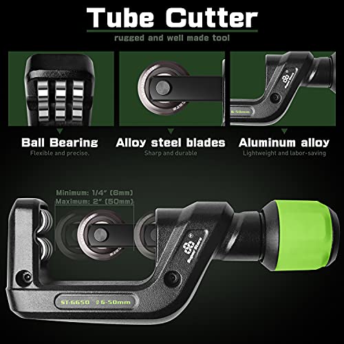 Hydraulic Tube Expander Compact Swaging Tool Kit With Tube Cutter, Deburring Tool And 7 Expander Heads For 3/8 To 1-1/8 Inches Copper Pipes #TOP3