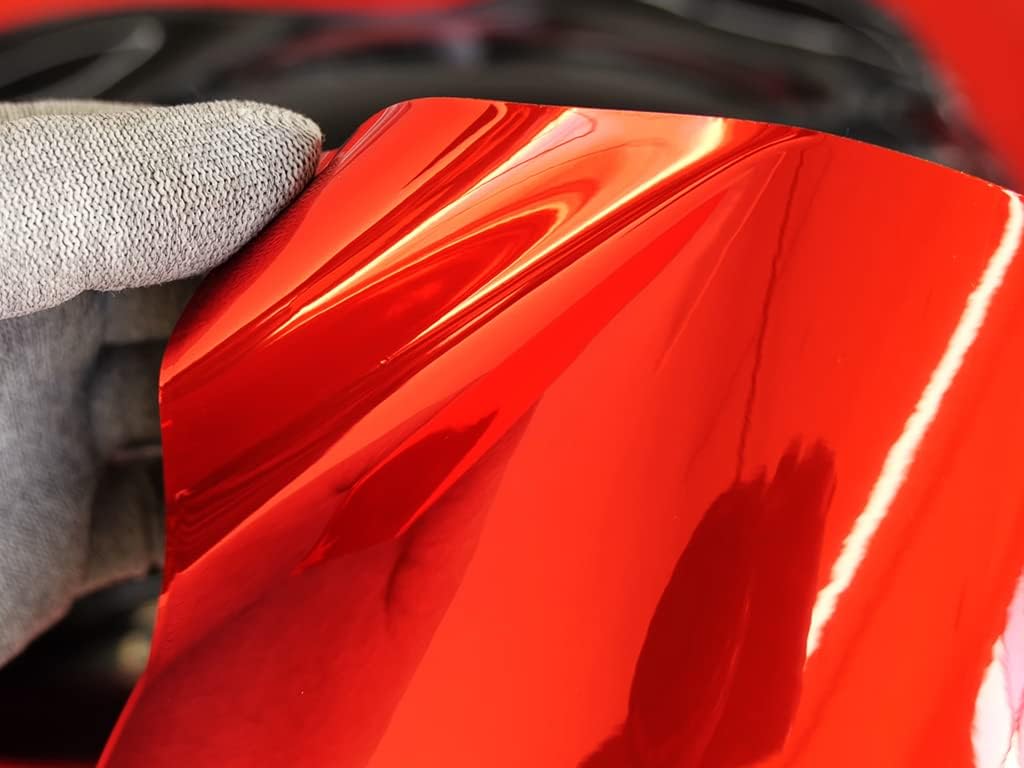 Rwraps Chrome Vinyl Car Wrap Film Sheet Roll with Air Release Technology - 5ft x 15yd, Red