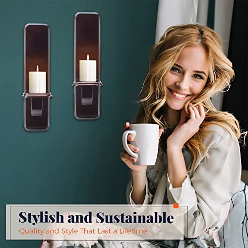 Sturdy Wood Wall Sconces Set Of Two Candle Holder – Wall Candle Sconces For Candles, Plants, Vase & More – Brown Wall Candle Holders, 16 X 4 X 5 In., Screws Included – Candle Holder Wall Decor #TOP6