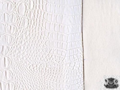 Vinyl Crocodile Allie White Faux/Fake Leather Fabric by The Yard