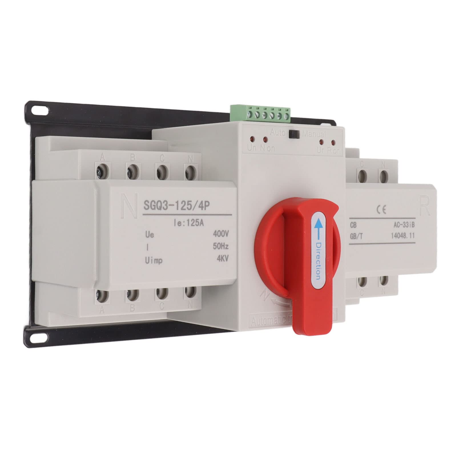 Transfer Switch, 400V 125A Phase Loss Dual Power Transfer Switch for Home