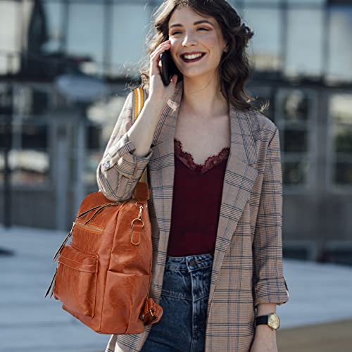 K.e.j. Women Backpack Purses Fashion Leather Backpack Purse 2-Pcs Travel Backpack Convertible Satchel Handbag Ladies Shoulder Bag #TOP1