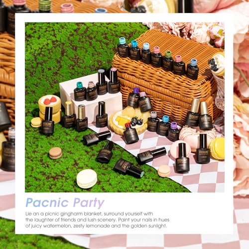 ROSALIND Esmaltes Semipermanentes Para Uñas, 24 Piezas Blanco Negro Rosa Morado Rojo Azul Verde Colores Esmaltes Semipermanente, UV/LED Pintauñas Semipermanentes Nail Art Manicure Regalo - imagen 6