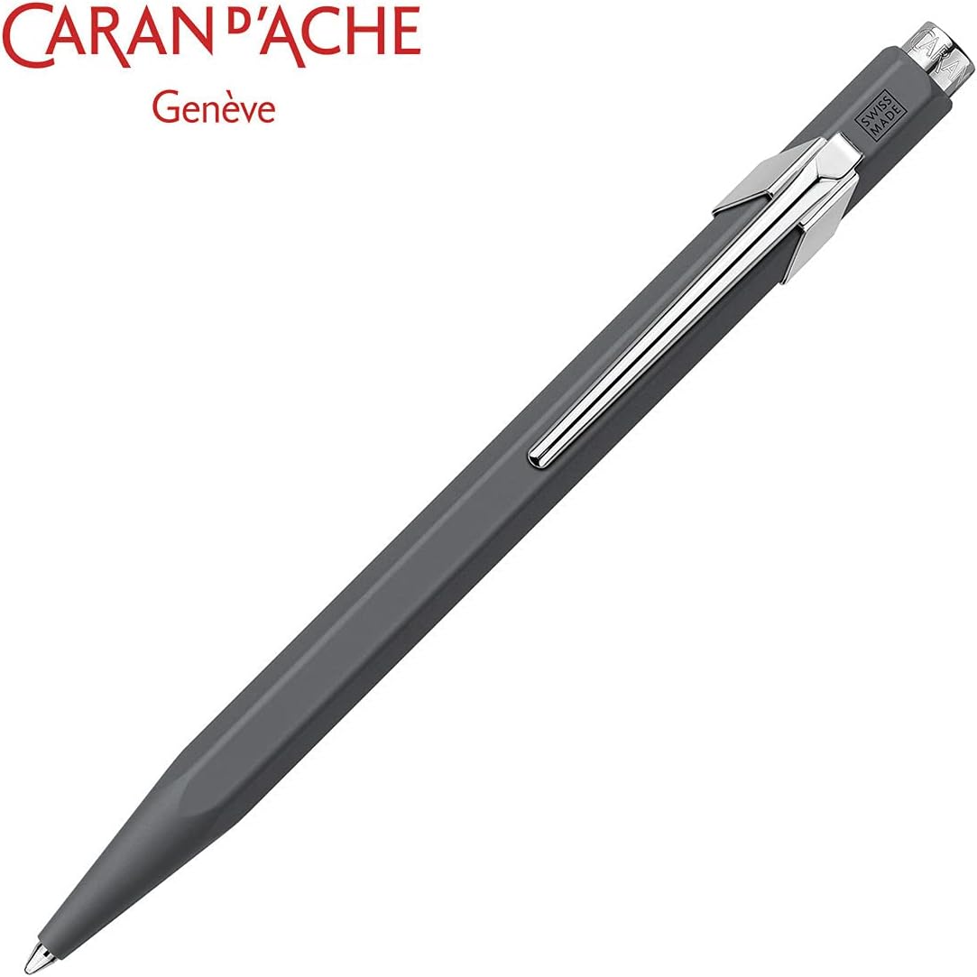 Angled view of Caran d'Ache 849-495 pen with logo