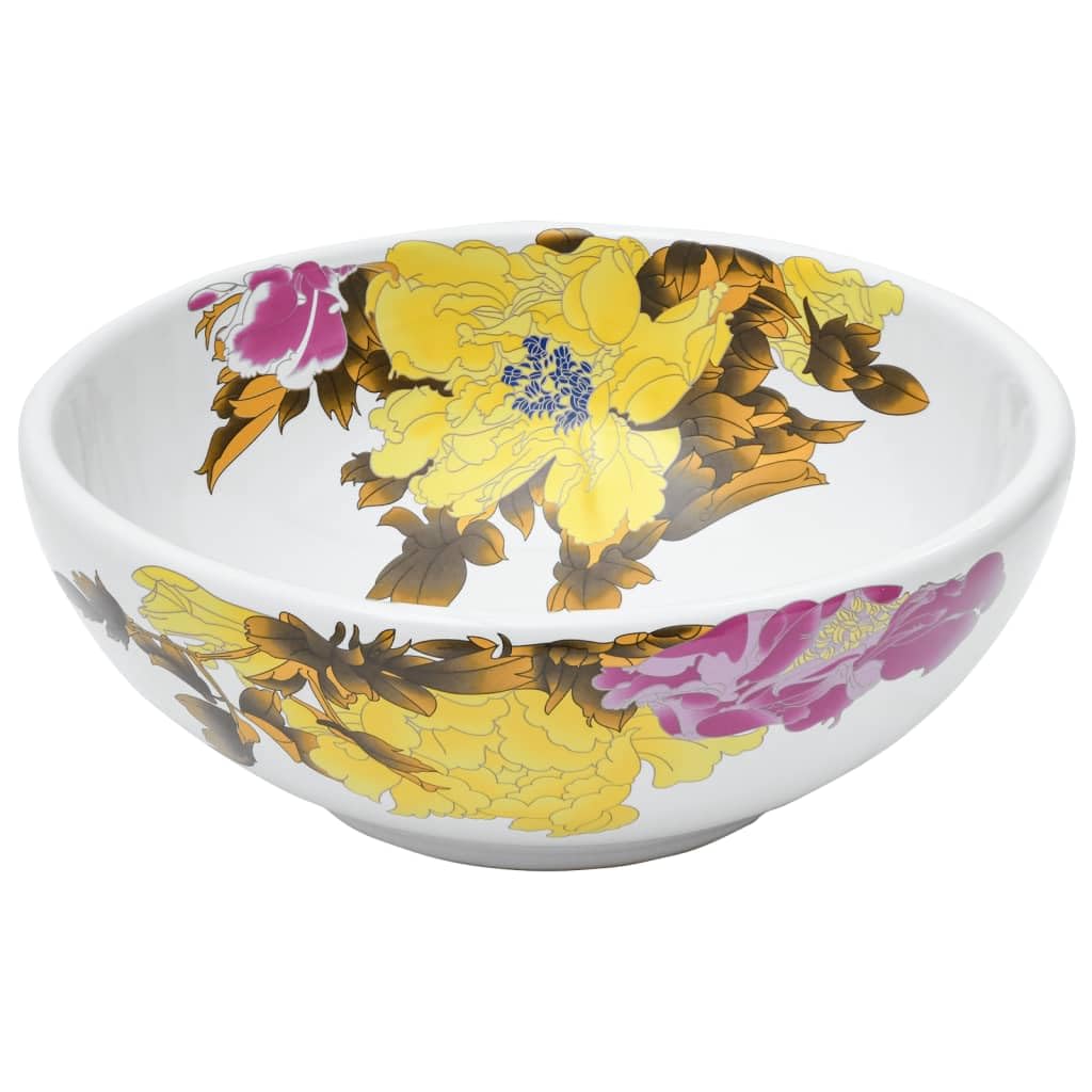 ShGaxin Lavabo sobre encimera Redondo cerámica Multicolor Φ41x14 cm, Fregadero, Lavabo Baño, Lavamanos Baño, Lavatorio Casa De Banho, Mueble Lavabo sobre Encimera - 155054