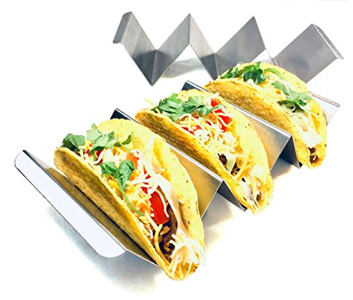Review 2 Pack Jumbo Stainless Steel Taco Holders - Racks with Handles - Enhanced Durability Restaurant Grade Stainless Steel for Fuller Sized Tacos - Oven, Grill and Dishwasher Safe - Taco Shell Holder Trays Review 2 Pack Jumbo Stainless Steel Taco Holders - Racks with Handles - Enhanced Durability Restaurant Grade Stainless Steel for Fuller Sized Tacos - Oven, Grill and Dishwasher Safe - Taco Shell Holder Trays