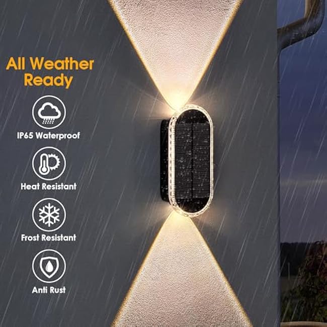 Solar Fence Lights Outdoor - 3000/4000/6000K 3 Modes, IP65 Waterproof Fence Lights Solar Powered, Up & Down Lighting Solar Wall Lights Outdoor for Backyard/Garden/Patio/Garage and Wall Decor (8 Pack)