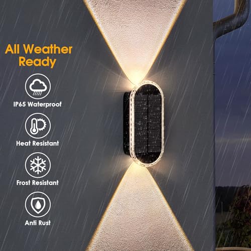 Solar Fence Lights Outdoor - 3000/4000/6000K 3 Modes, IP65 Waterproof Fence Lights Solar Powered, Up & Down Lighting Solar Wall Lights Outdoor for Backyard/Garden/Patio/Garage and Wall decor (8 pack) - Image 5