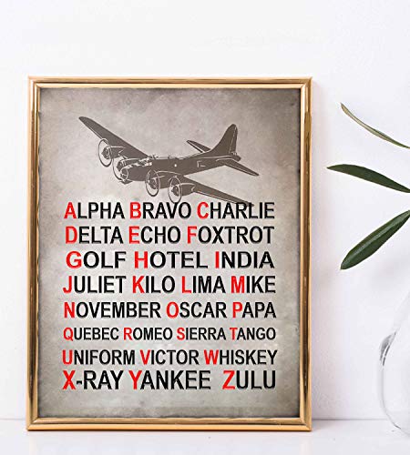 "Alpha Bravo Charlie"- Military Alphabet Wall Art Print- 8 X 10" Retro Military Wall Decor Image- Ready To Frame. Nato Phonetic Alphabet Home-Office Decor. Perfect Gift For Man Cave-Garage-Bar-School. #TOP2
