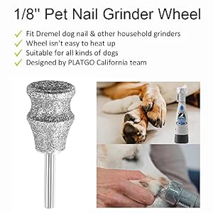 Diamond Dremel Dog Nail Grinder Attachment, Diamond Rotory Bit for Dogs&Pets Nail Care, 1/8'' Pet Nail Grinder Wheel Work with Dremel Sanding Drums for Animals Nail Care & Home Grinder Tools