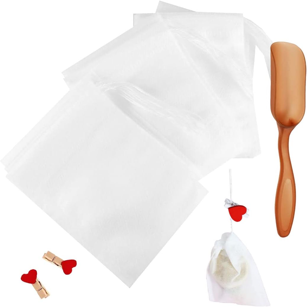 Disposable Tea Bags, Empty Brewing Tea Filter Bags with Drawstring, Spice Bags, and Coffee Straps,Biodegradable Tea Bag that Comes with a Free Teaspoons(3.54"x2.75")