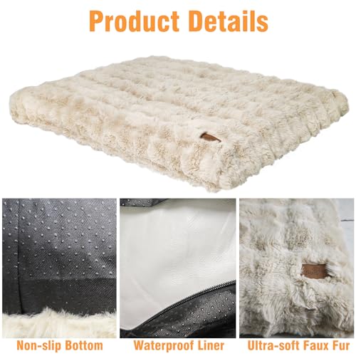 BingoPaw Hundebett für Menschen Hunde: 200x130x18 cm Riesiges Human Dog Bed für Erwachsene, Flauschig Weich Abnehmbar Bezug, Multifunktional Hundebetten Hundematte Teppich Wohnzimmer, Beige