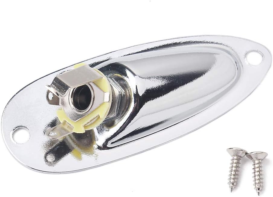 Alnicov Boat Input Output Jack Plate Socket with Screws for Fender Strat Guitar Silver