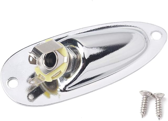 Alnicov Boat Input Output Jack Plate Socket with Screws for Fender Strat Guitar Silver