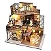 eveseed DIY miniatura tre piani loft stile retrò appartamento casa delle bambole kit 3D puzzle sfida per adulti (senza copertura antipolvere)