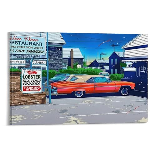 鈴木英人 イラストレーション芸術 赤 風景 ポスター (4) ホーム装飾 アートパネル 壁アート 現代壁掛け 絵画 版画 芸術作品 インテリア20x30inch(50x75cm)