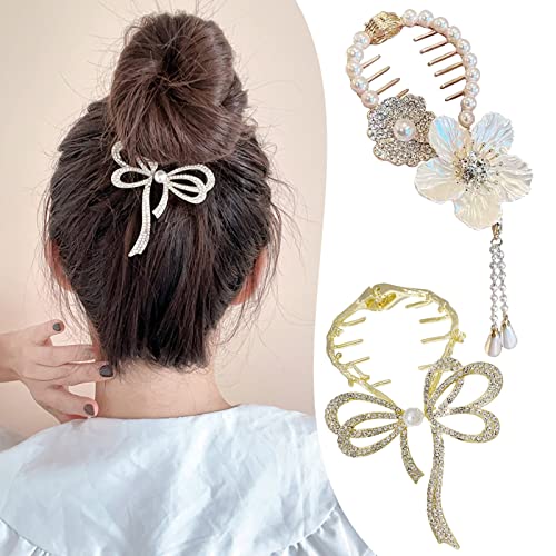 2 Pcs Large Metal Flower Hair Claw Clips Strong Hold Hair Fashion Bow Horsetail Buckle Personality Nonslip Hair Clamps For Women #TOP5