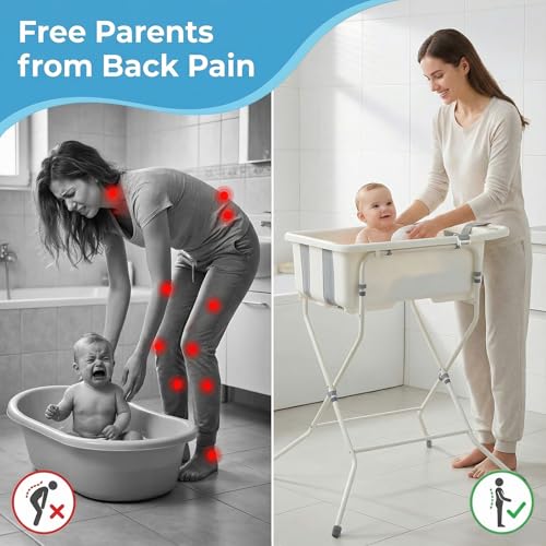 DZMDIP Baby Bathtub with Stand,Collapsible Infant Bath Tub — view 2