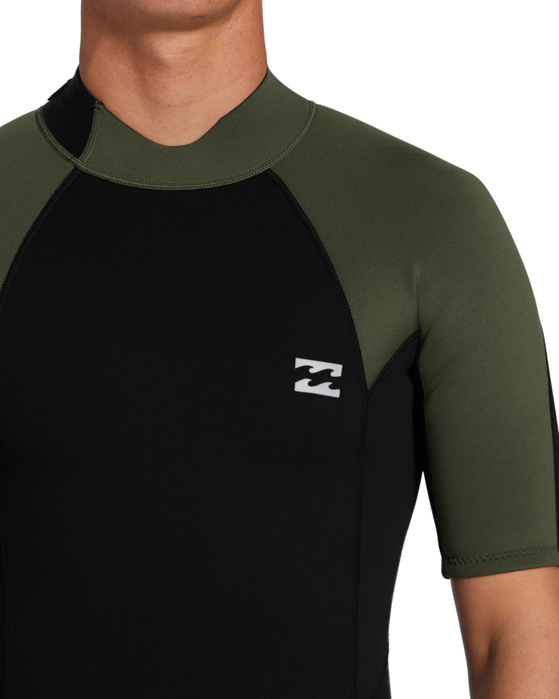 Billabong Męski kombinezon foliowy 2 mm z zamkiem błyskawicznym z tyłu - mech - retencja z kombinacją o wysokiej rozciągliwości