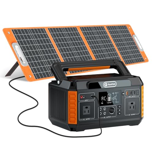 Solar Generator With Solar Panel, Flashfish 520Wh/140400mAh Power Station+100W Foldable Solar Panel, Backup Power Battery Pack And Solar Panel Kit For Camping Home Power Outage CPAP