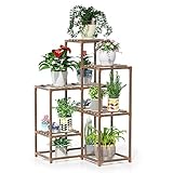 Blvornl Plant Stand Indoor Outdoor, Shaped Corner 7 Pots Wood Plant Rack Assembled Plant Stand for Multiple Plants, Large Ladder Holder Flower Stand for Patio Balcony Living Room Hallway Garden
