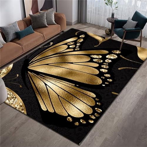 Tapis résistant aux taches noir et or idéal pour chambre d'enfant et couloir