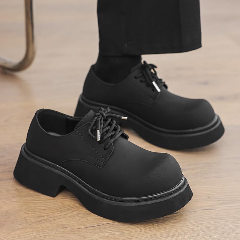 Santimon Men's Chunky Platform Oxford Shoes Retro Lace-Up Dress Shoes Casual Goth Punk Style Shoe4