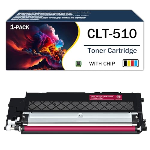 Wiederaufbereitetes Tonerkartuschen-Set CLT-510 mit Chip als Ersatz für Samsung SL-C510, C510W, C513, C513W, C563W und C563FW Multifunktionsdrucker, Schwarz/Gelb/Cyan/Magenta,Magenta-1PACK