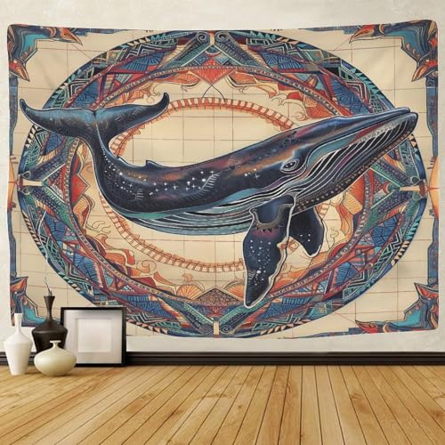 Tapiz 150cmx200cm con estampado 3D de ballena para transformar paredes 2