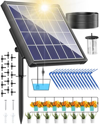 NFESOLAR ソーラー自動散水キット 15鉢同時水やり 6モード切替 15mホース付 給水タイマー 電源/水道不要 ベランダ園芸 ビオトープ 盆栽 旅行/留守 家庭菜園用 日本語説明書付