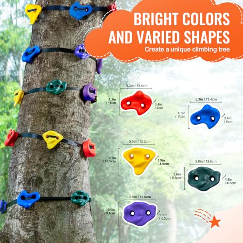 image for VEVOR Ninja Tree Climbing Kit, 20 Rock Climbing Holds & 6 Ratchets, La