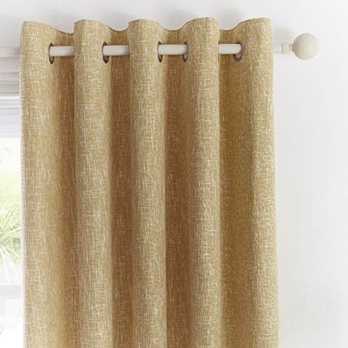 Appletree Loft - Boucle - Jacquard Pair of Eyelet Curtains - 46" Width x 54" Drop (117 x 137cm) in Ochre